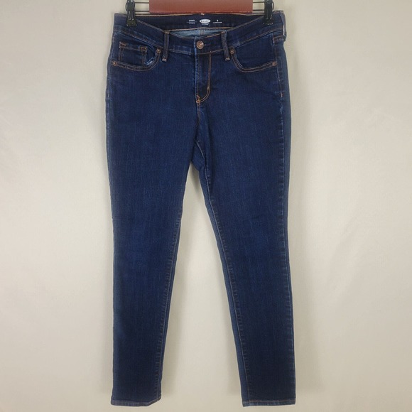 Old Navy Womens Jeans Size 4 Short Low‎ Rise Skinny Leg Dark Wash Blue Denim - Picture 1 of 14